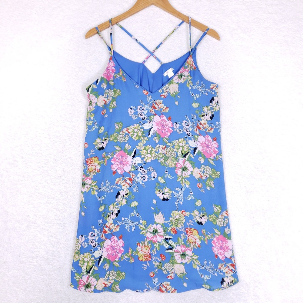 Xhilaration Floral Slip‎ Dress Womens S Cami Strappy Blue Summer Boho